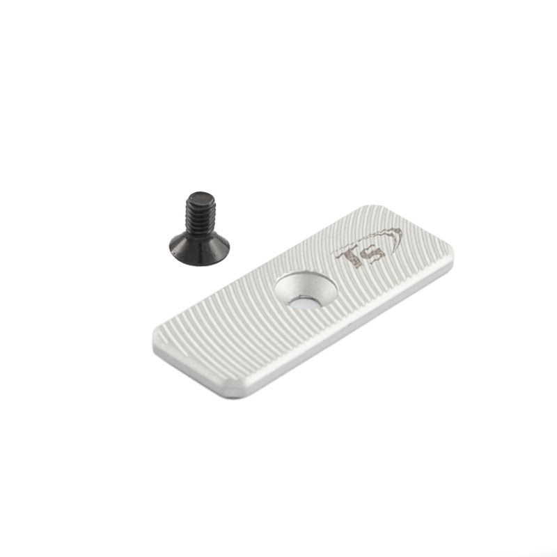 Toni System Pulsante di sgancio maggiorato 42 x 16 mm con foro centrale – Argento