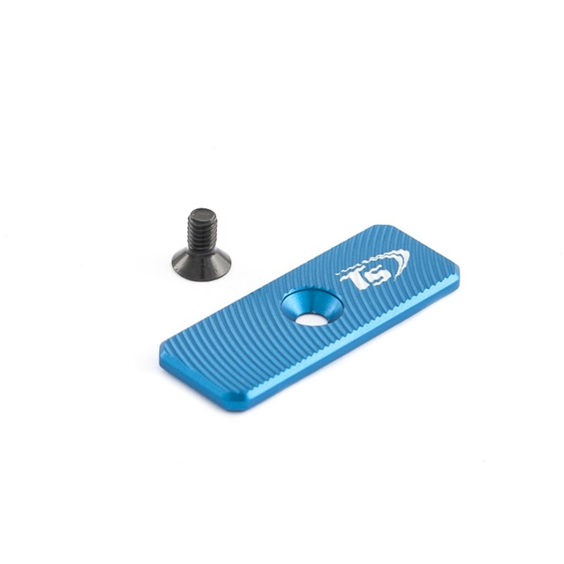 Toni System Pulsante di sgancio maggiorato 42 x 16 mm con foro centrale – Blu
