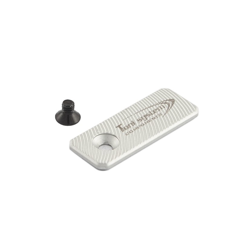 Toni System Pulsante di sgancio maggiorato 42 x 16 mm con foro laterale – Argento