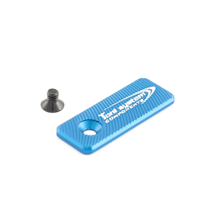 Toni System Pulsante di sgancio maggiorato 42 x 16 mm con foro laterale – Blu