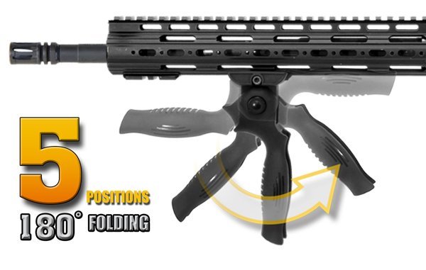 UTG impugnatura Apache Multi-Angle Grip nera, vista 3