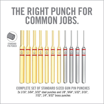 Real Avid ACCU-PUNCH 11-PIECE STANDARD BRASS & STEEL PIN PUNCH SET Cacciaspine